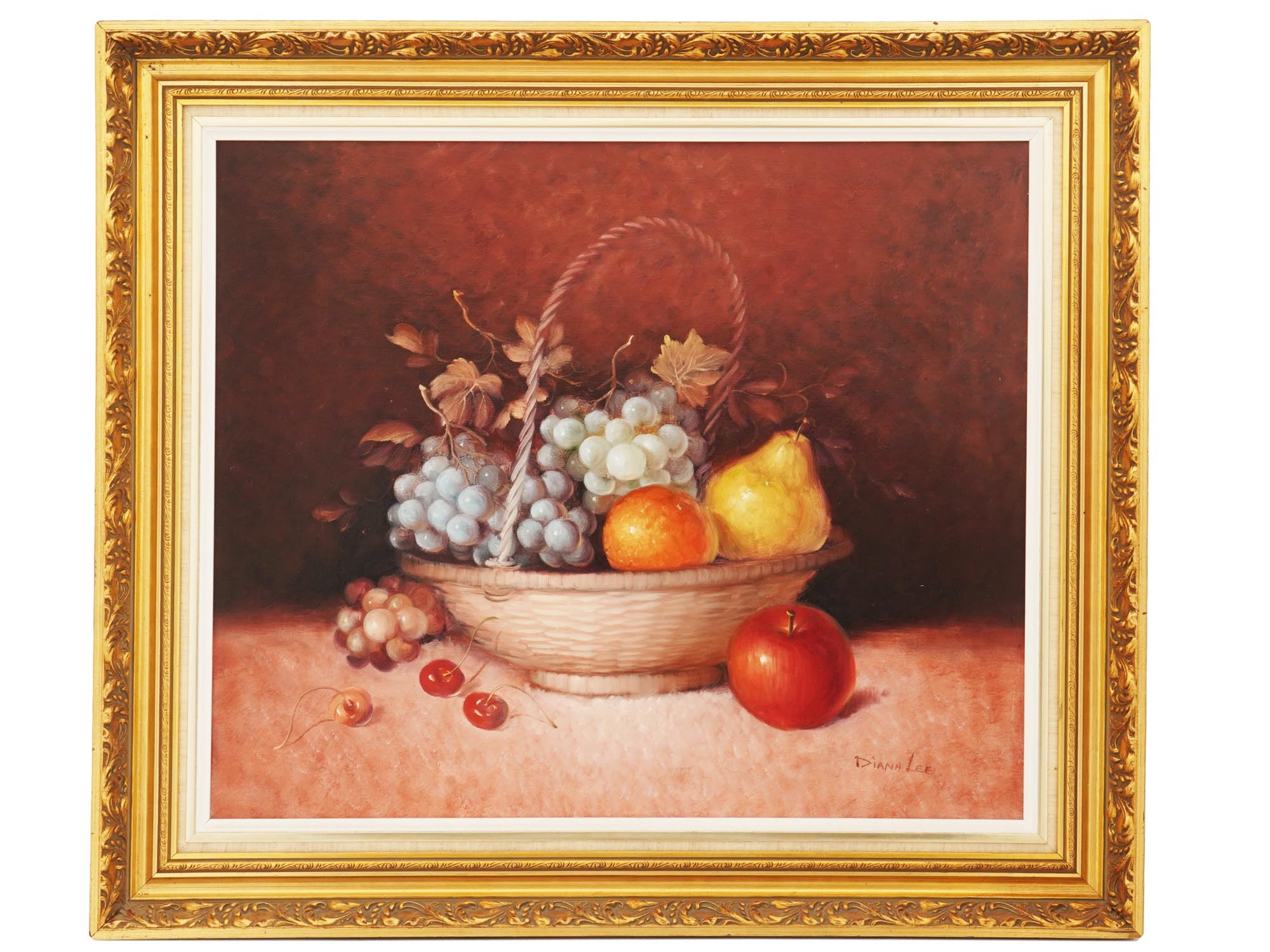 FRUIT BASKET STILL LIFE PAINTING BY DIANA LEE PIC-0